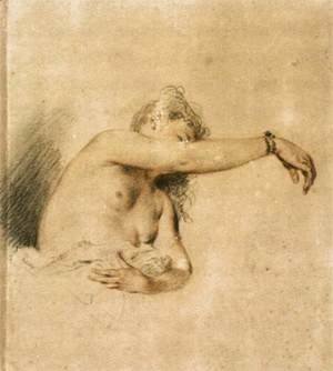 Jean-Antoine Watteau - Nude with Right Arm Raised 1717-18