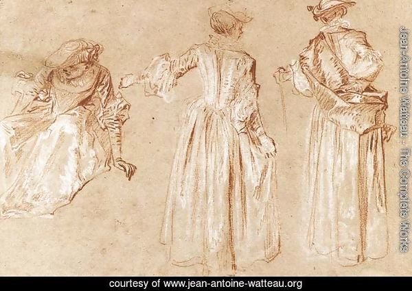 Three Studies of a Lady with a Hat c. 1715