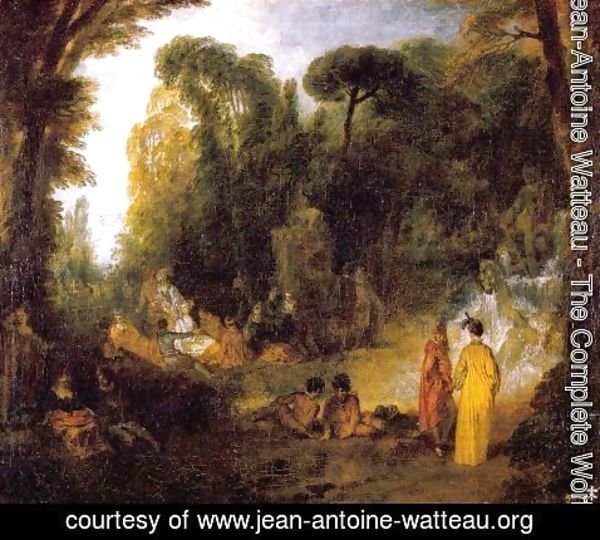 Jean-Antoine Watteau - Gathering by the Fountain of Neptune 1714