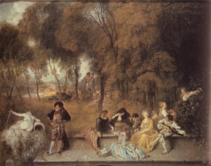 Jean-Antoine Watteau - Reunion en plein air (Meeting in the open air)
