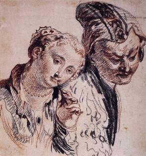 Jean-Antoine Watteau - Sketch with Two Figures