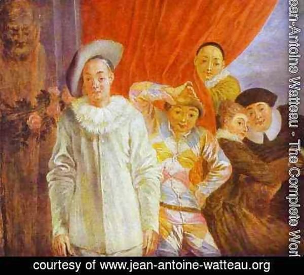 Jean-Antoine Watteau - Arlequin Pierrot And Scapin 1716