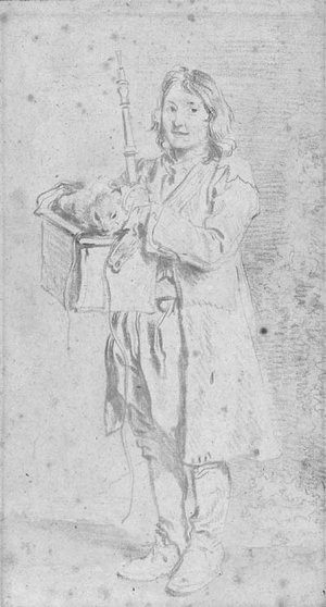 Jean-Antoine Watteau - A young Savoyard holding an oboe and a marmot in its case