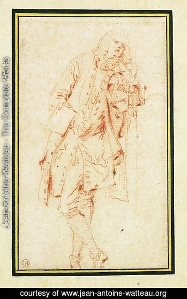 Jean-Antoine Watteau - A Man leaning against a Pillar