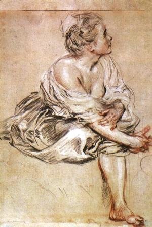 Jean-Antoine Watteau - Young Woman Seated