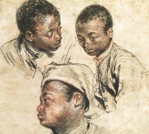 Jean-Antoine Watteau - Three Studies of the Head of a Young Negro