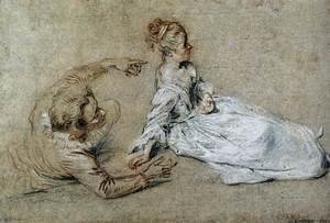 Jean-Antoine Watteau - Sitting Couple c. 1716
