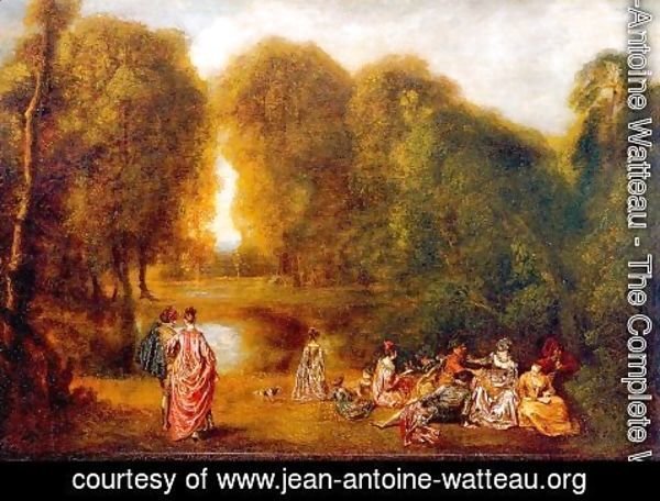 Jean-Antoine Watteau - Gathering in a Park 1718