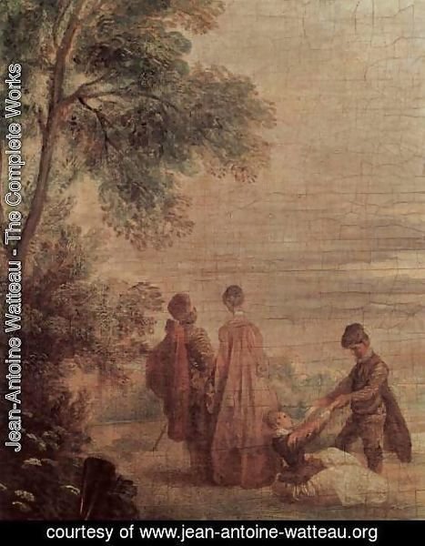 Jean-Antoine Watteau - Rendez-vous de chasse (detail 1)