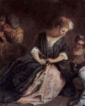 Jean-Antoine Watteau - The pastime of the Italian Komoedianten (detail)