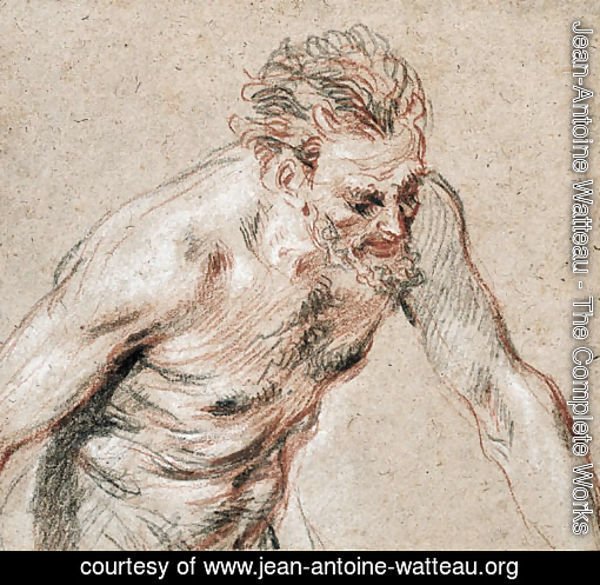 A satyr, half-length, leaning forward to the right