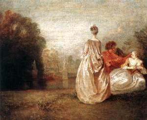 Jean-Antoine Watteau - Two Cousins c. 1716