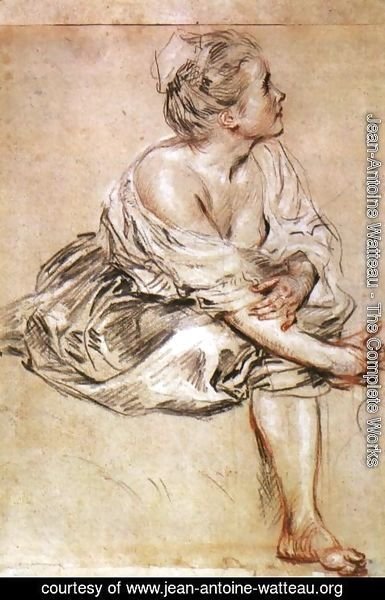Jean-Antoine Watteau - Young Woman Seated