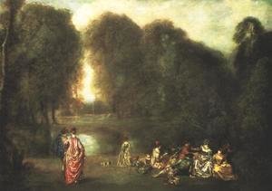 Jean-Antoine Watteau - Assemblee dans un parc