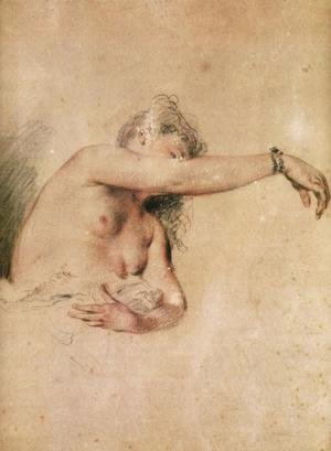 Jean-Antoine Watteau - Female Nude with Right Arm Raised